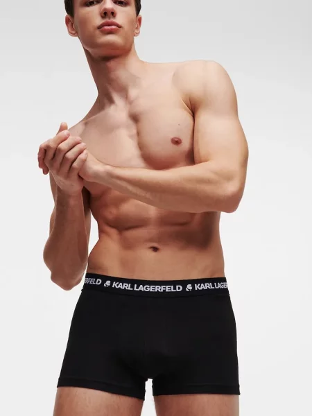 Pánske boxerky KARL LAGERFELD Logo Trunk 3 páry black čierna
