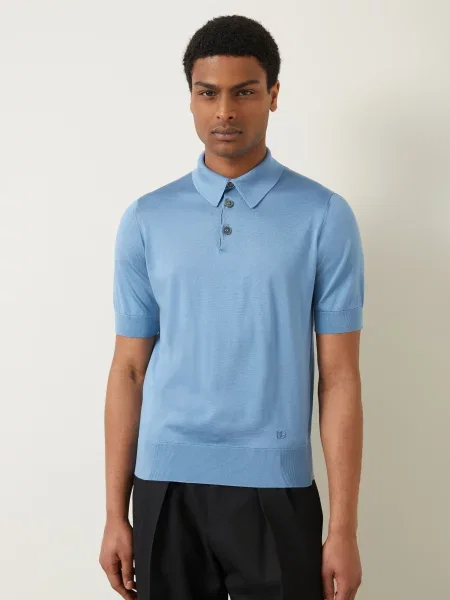 Dolce & Gabbana Pletené Polo Tričko Z Hedvábí tmavě modrá