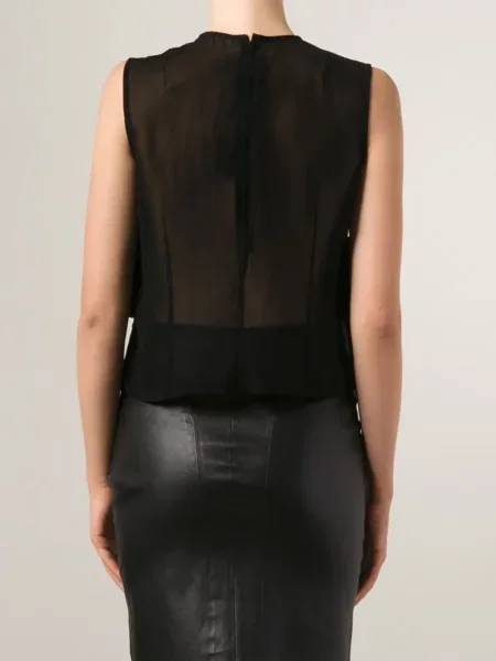 Top Comme Des Garçons transparente cu volane negru