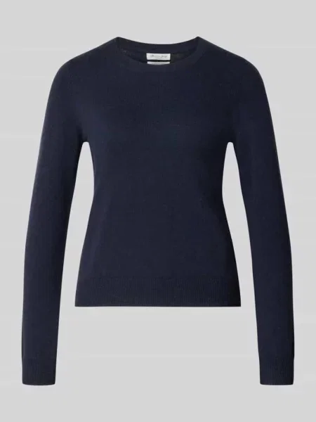 Sweter z dzianiny o kroju slim fit z czystego kaszmiru Christian Berg Woman granatowy