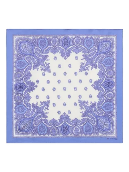 Fular Etro de mătase cu model paisley albastru