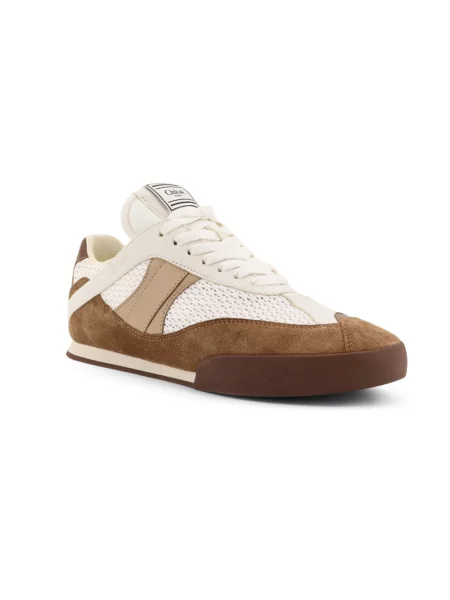 Sneakersy Chloe skórzane z logo brązowe