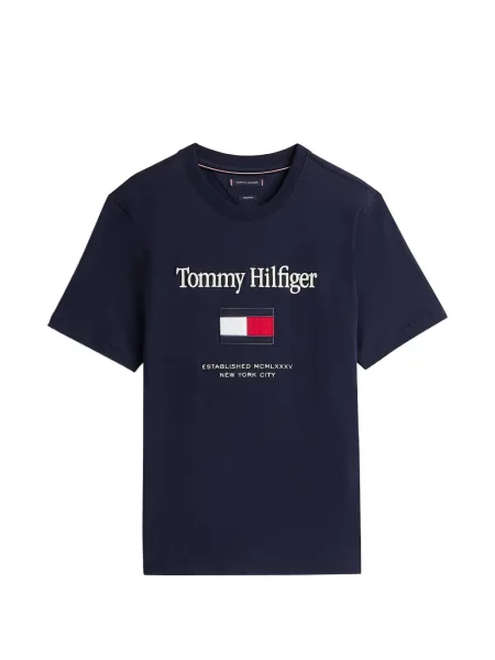 Tricou Tommy Hilfiger cu broderie albastru