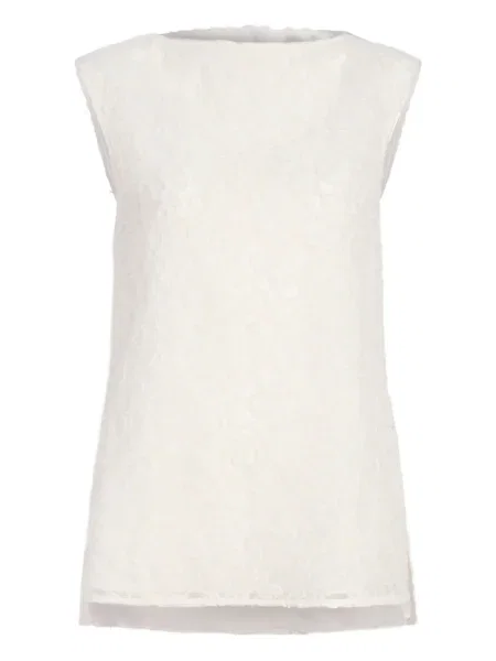Top Proenza Schouler cu broderie alb