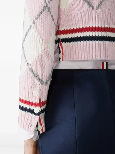 Cardigan Thom Browne cu model argyle roz