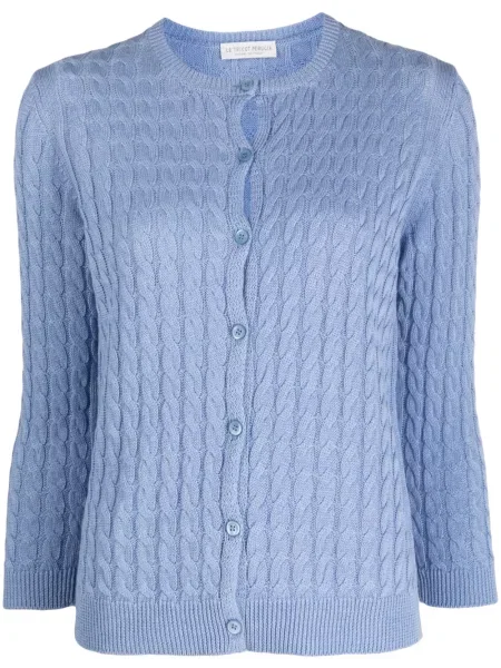 Cardigan Le Tricot Perugia tricotate lung albastru
