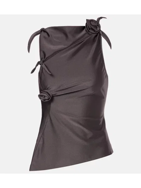 Top Coperni din satin cu model floral gri