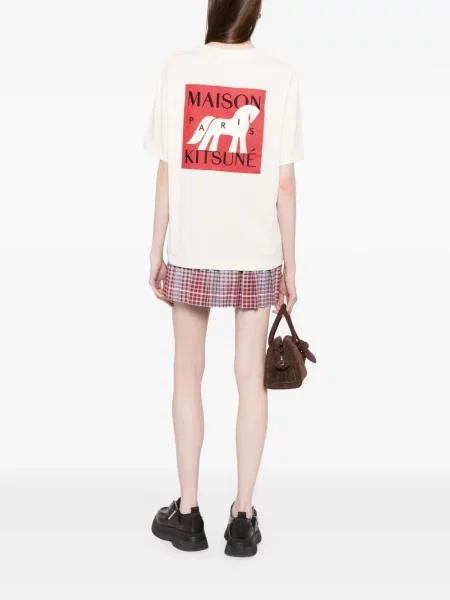 Tricou Maison Kitsune cu imagine cu decolteu rotund
