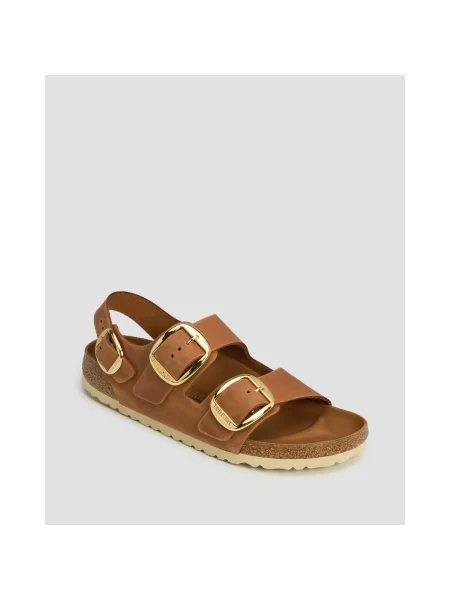 Sandały Birkenstock skórzane na sprzączkę brązowe