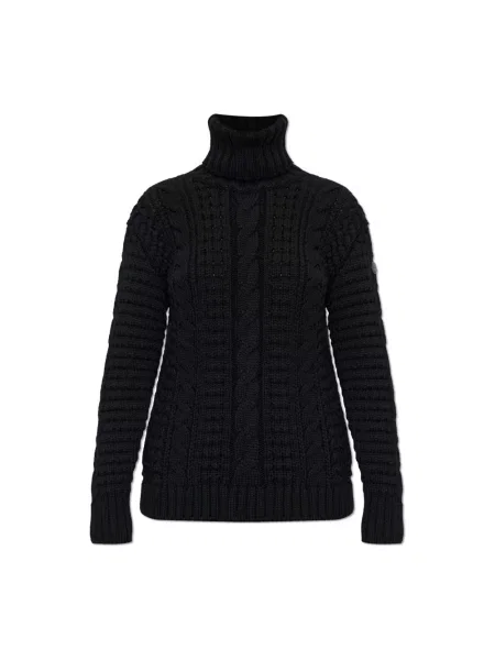 Sweter z golfem Moncler wełniany do golfa czarny