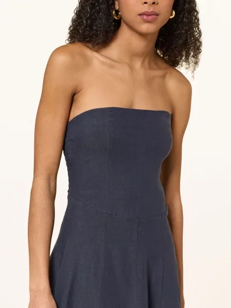 Arkitaip Šaty S Odhalenými Rameny Chiara Z Lnu tmavě modrá