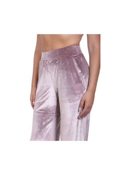 Welurowe spodnie Emporio Armani Ea7 fioletowe