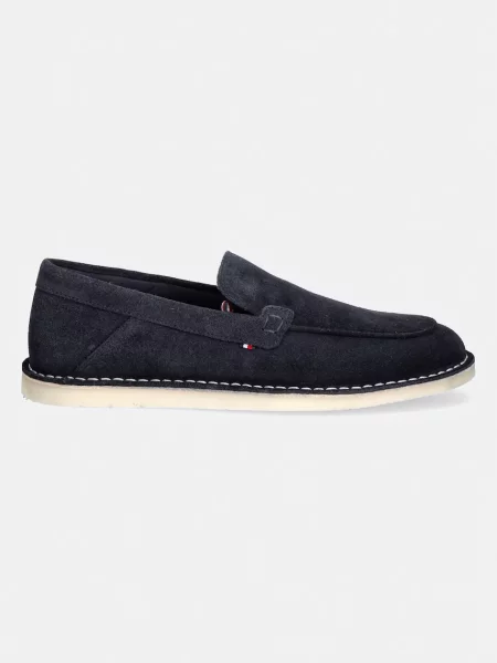 Tommy Hilfiger mokasini iz semiša HILFIGER STITCHDOWN SUEDE LOAFER modra