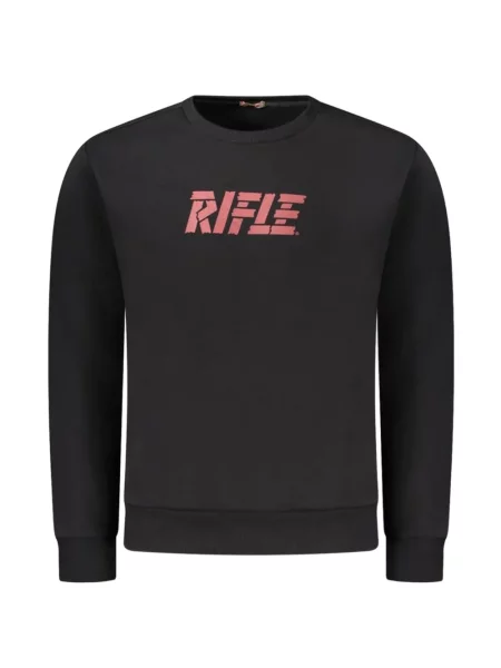 Hanorac crewneck Rifle cu imagine cu decolteu rotund negru