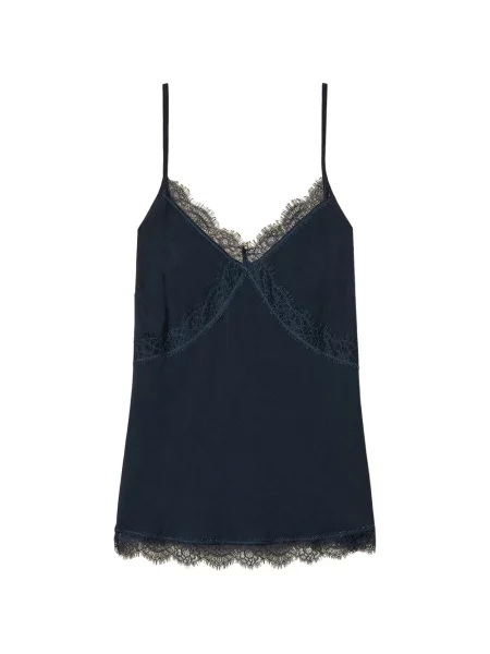 Top Twinset din dantelă albastru