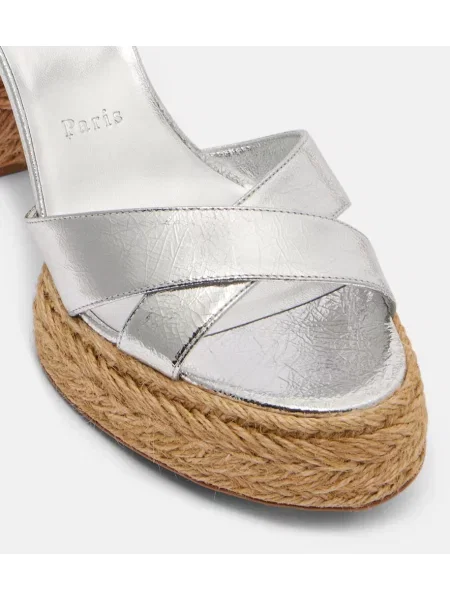 Usnjene sandali Christian Louboutin srebrna