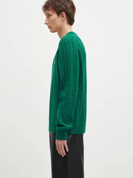Μάλλινο πουλόβερ FILA+ Cabled Knitted Crewneck πράσινο