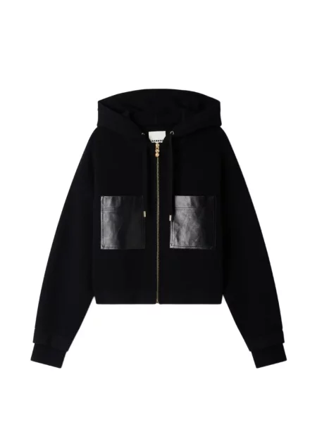 Cardigan Sandro din piele cu glugă negru