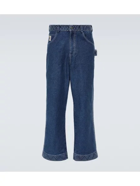 Široke kavbojke Bode z vezenjem modra