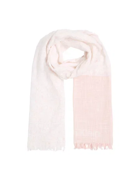 Calvin Klein szalik tkany Monogram Cotton Gauze Stole Kobiety różowy|biały wzorzysty ONE SIZE różowa