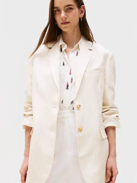 Лляний смугастий піджак Tommy Hilfiger білий