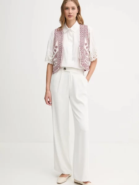 Жилетка з домішкою льону Hoss Intropia двобортний бордовий