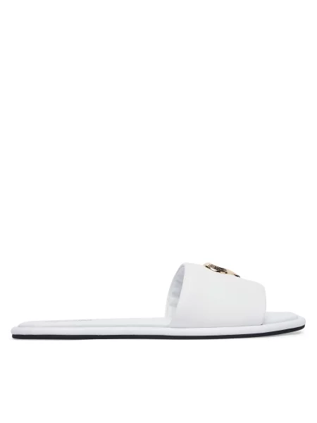 Șlapi Love Moschino din piele alb