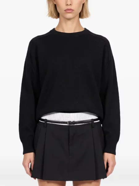 Lung pulover Gotha cu decolteu rotund negru