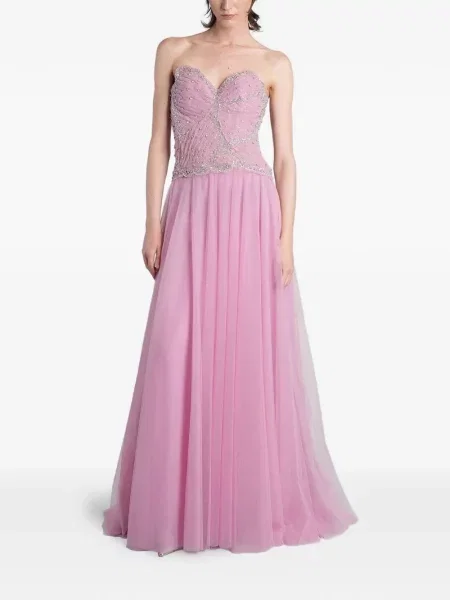 Rochie maxi Costarellos fără bretele roz