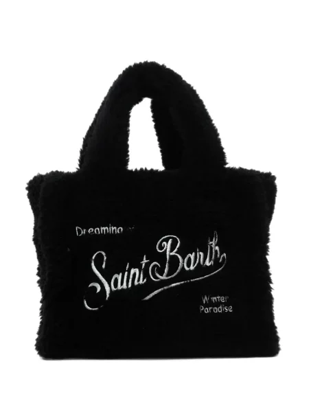 Ursuleț de pluș geantă shopper Mc2 Saint Barth cu broderie negru