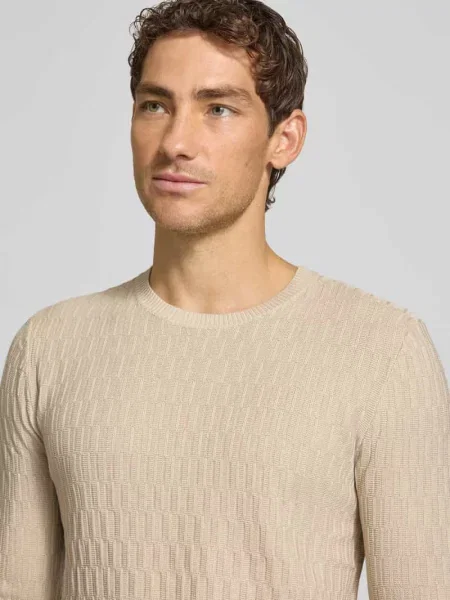Sweter o kroju regular fit z bawełny model Joop! Collection beżowy