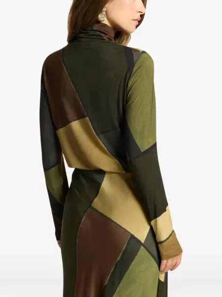 Top Elena Mirò cu imagine cu imprimeu geometric verde