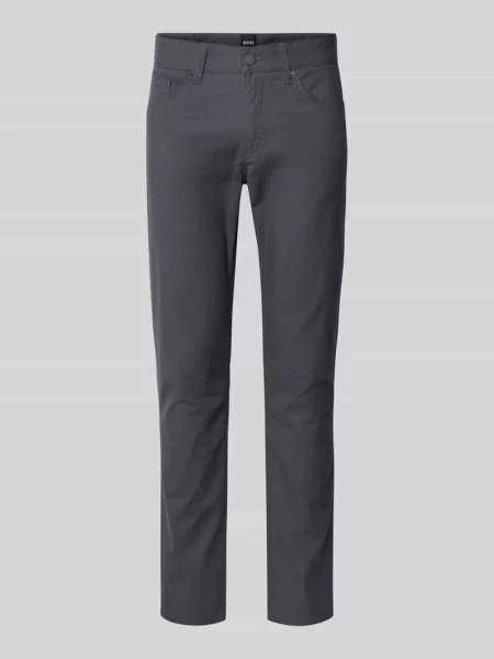 Spodnie materiałowe o kroju slim fit z mieszanki bawełny model ‘DELAWARE’ Boss granatowe
