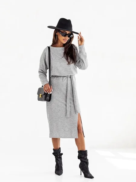 Rochie midi Resti până la genunchi de costum gri