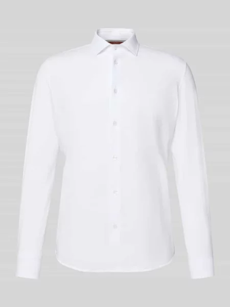 Koszula biznesowa o kroju slim fit z listwą guzikową Cruna biała