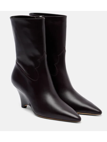 Cizme scurte Le Monde Beryl din piele bordo