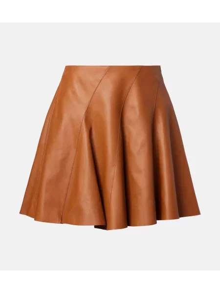 Fustă din piele Ralph Lauren Collection maro