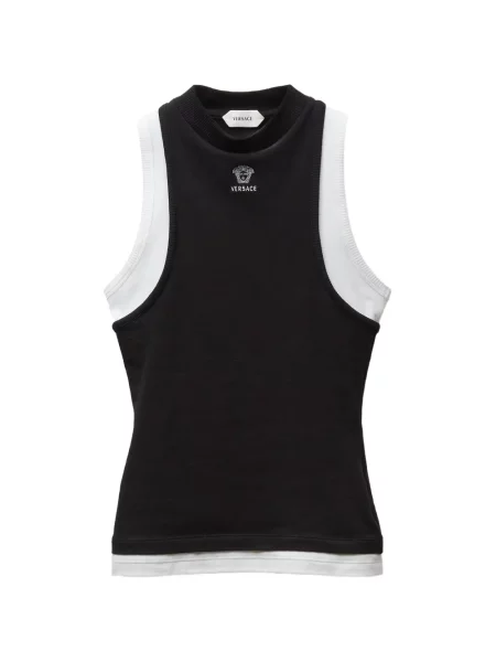 Top Versace din jerseu cu autograf negru