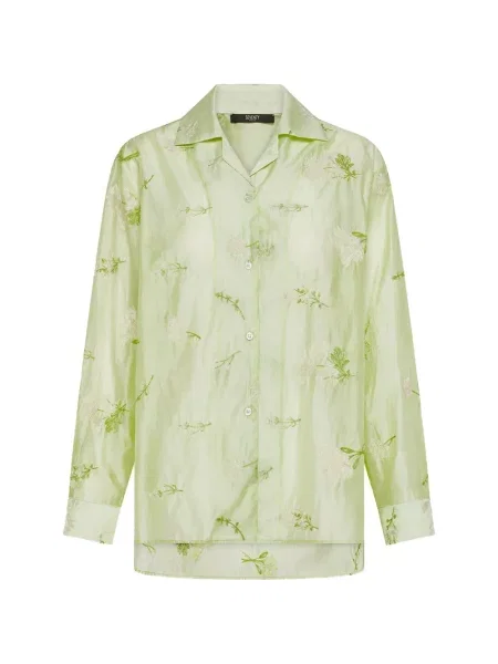 Kołnierzykowy koszula Seventy w kwiatki zielona