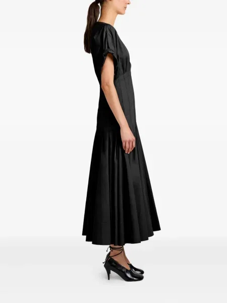 Плисирана костюм макси рокля Proenza Schouler с V-образно деколте черно