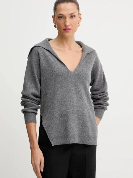 Volnen pulover BOSS siva