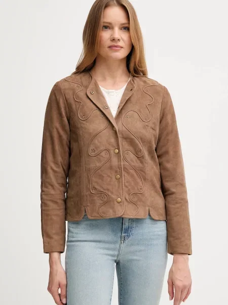 Jakna od brušene kože Hoss Intropia za prijelazno razdoblje smeđa