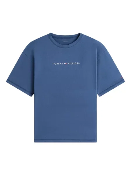TOMMY HILFIGER Tricou albastru închis / sângeriu alb