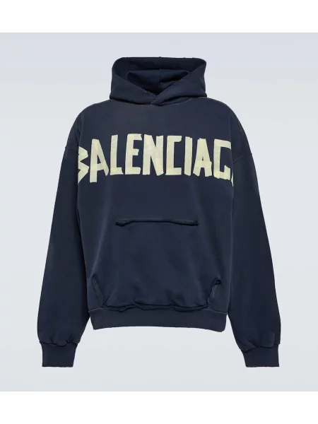Суичър с качулка Balenciaga от джърси синьо