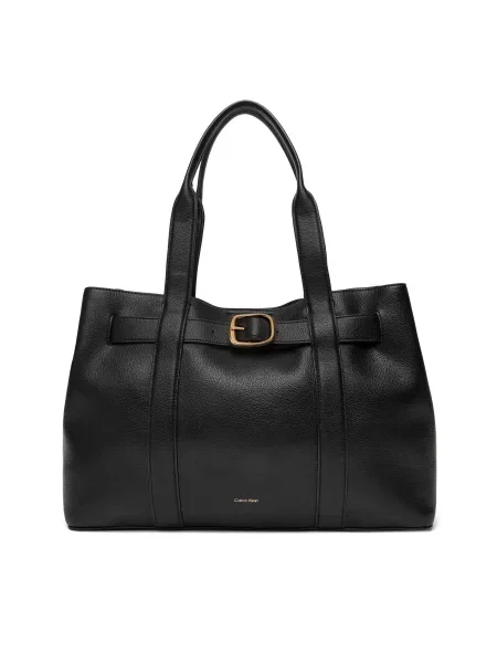 Дамска чанта Calvin Klein Buckle Medium Tote черен
