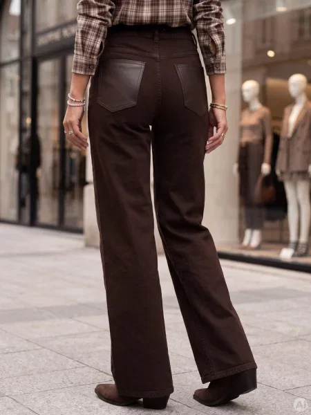 Jeansy wide leg z wysokim stanem Dstreet brązowe