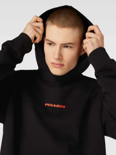 Bluza z kapturem o kroju oversized z nadrukiem z logo model ‘COLNE’ Pegador czarna