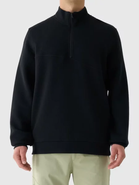 4F bluza z dzianiny o waflowym splocie z zamkiem XXL czarny