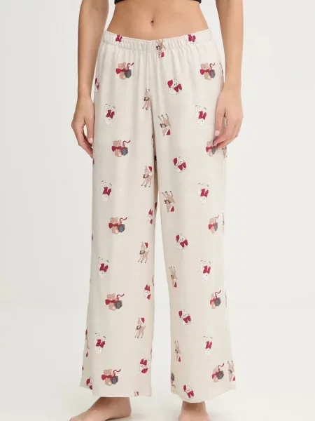 Pyžamové kalhoty Hollister Co. béžové