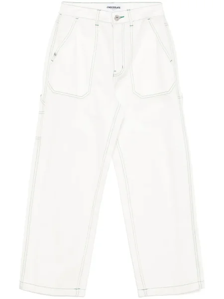 Szerokie jeansy :chocoolate biznesowe białe